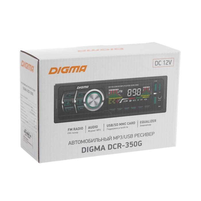 Автомагнитола Digma DCR-350G, 1DIN, 4 х 45 Вт, Bluetooth, USBx2, AUX, SD - фото 51388507