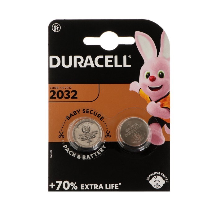 Батарейка литиевая Duracell, CR2032-2BL, 3В, блистер, 2 шт. - фото 51388588