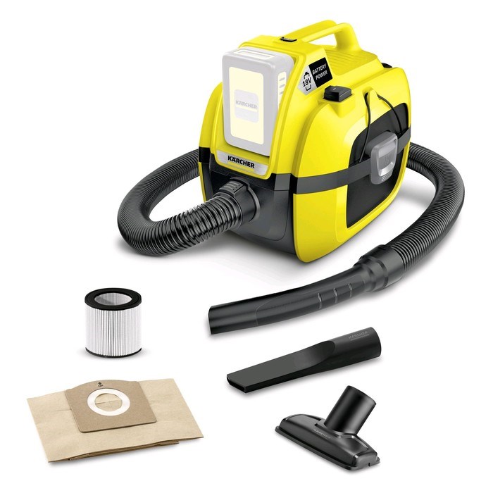 Пылесос Karcher WD1 Compact Battery, беспроводной, 230 Вт, 7 л, шланг 1.2 м, чёрно-жёлтый - фото 51389374