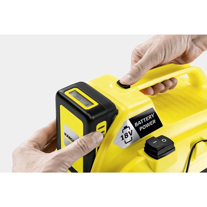 Пылесос Karcher WD1 Compact Battery, беспроводной, 230 Вт, 7 л, шланг 1.2 м, чёрно-жёлтый - фото 51389375