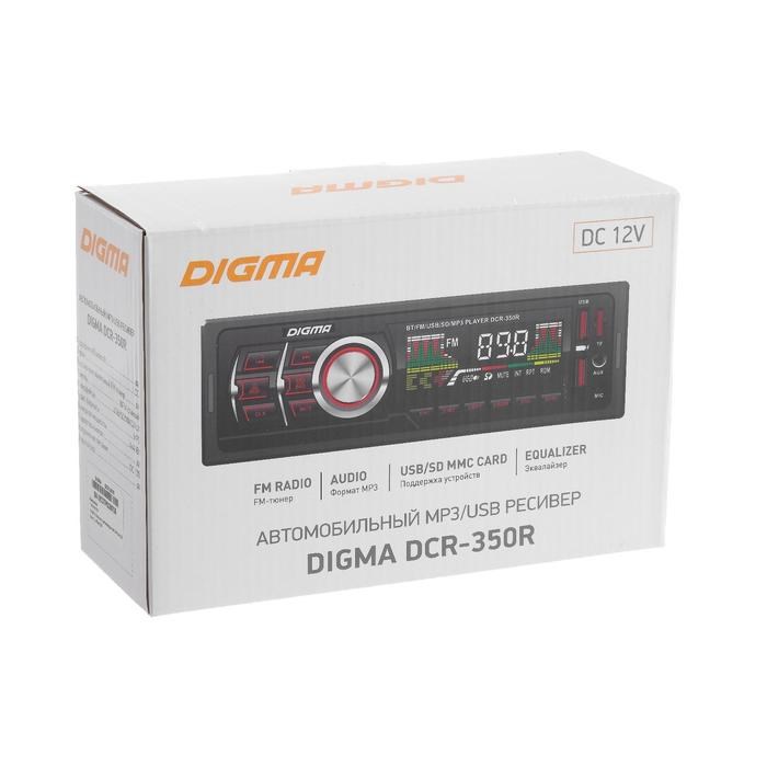 Автомагнитола Digma DCR-350R 1DIN, 4 x 45 Вт, Bluetooth, 2xUSB, SD, AUX - фото 51389401