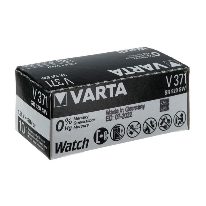 Батарейка цинковая Varta, V371 (SR920SW/G6)-1BL, 1.55В , блистер, 1 шт. - фото 51389456