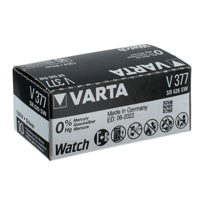 Батарейка цинковая Varta, V377 (SR626SW/SR66/G4)-1BL, 1.55В , блистер, 1 шт. - фото 51389459