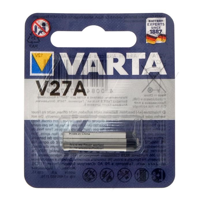 Батарейка алкалиновая Varta Professional, А27 (27A, MN27, V27A)-1BL, 12В, блистер, 1 шт. - фото 51389474