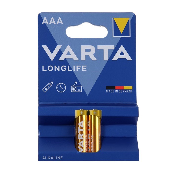 Батарейка алкалиновая Varta LongLife, AAA, LR03-2BL, 1.5В, блистер, 2 шт. - фото 51389496