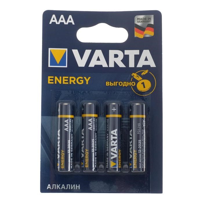 Батарейка алкалиновая Varta Energy, AAA, LR03-4BL, 1.5В, блистер, 4 шт. - фото 51389502