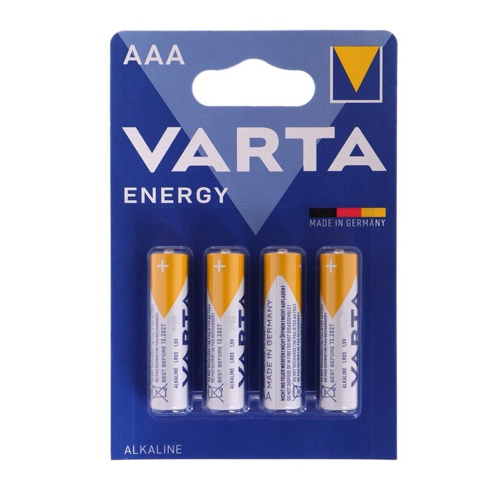 Батарейка алкалиновая Varta Energy, AAA, LR03-4BL, 1.5В, блистер, 4 шт. - фото 51389504