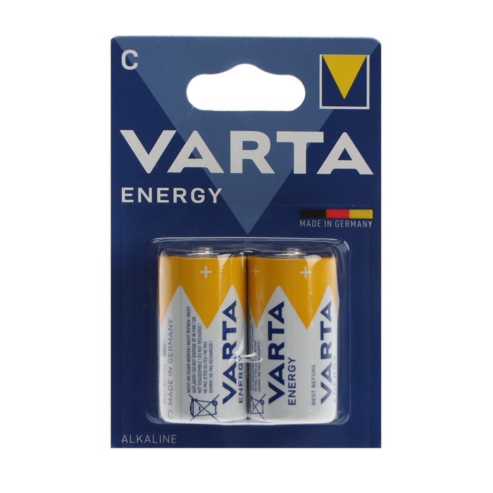 Батарейка алкалиновая Varta Energy, C, LR14-2BL, 1.5В, блистер, 2 шт. - фото 51389510