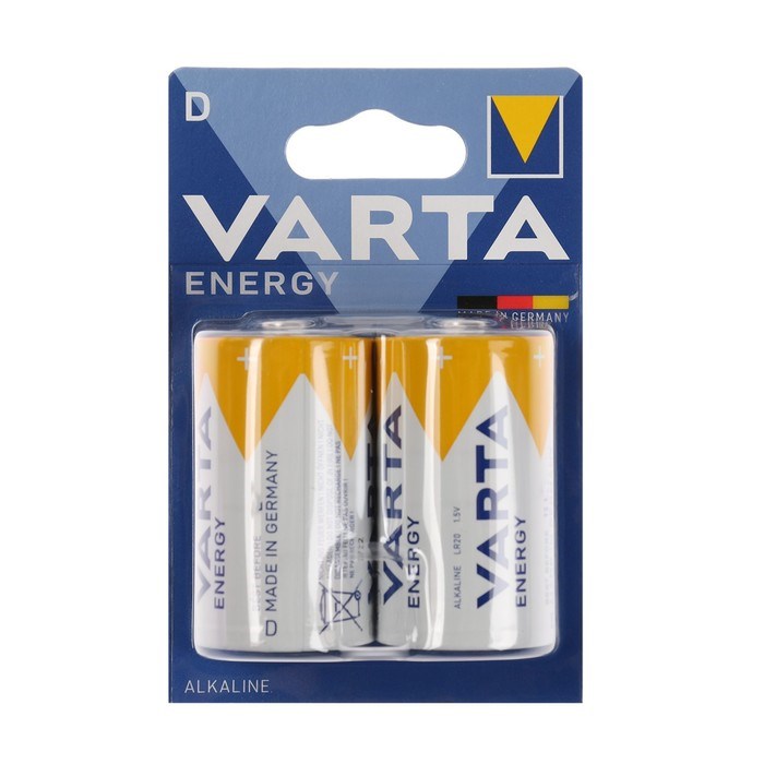 Батарейка алкалиновая Varta Energy, D, LR20-2BL, 1.5В, блистер, 2 шт. - фото 51389512