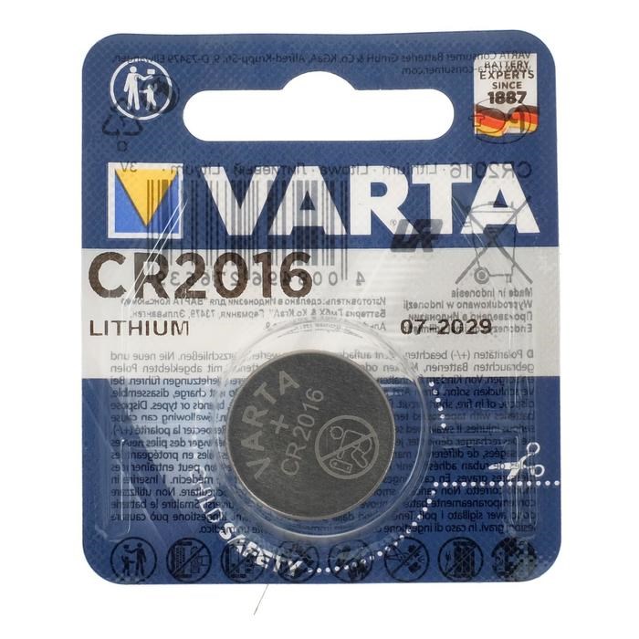 Батарейка литиевая Varta, CR2016-1BL, 3В, блистер, 1 шт. - фото 51389520