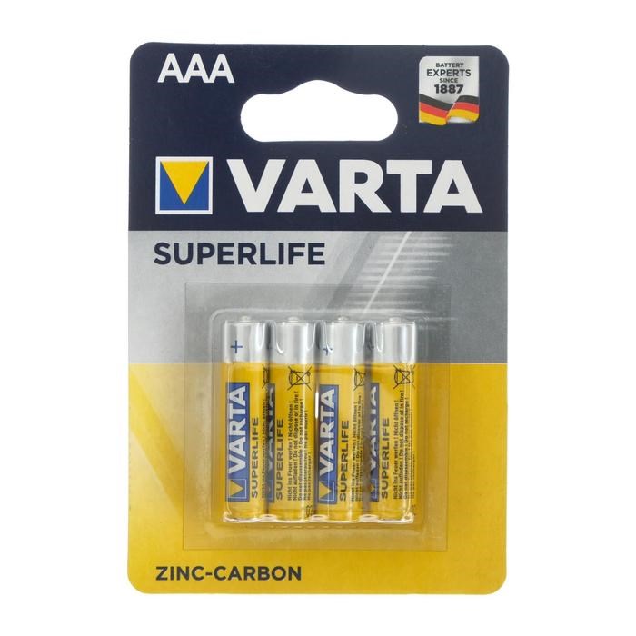 Батарейка солевая Varta SuperLife, AAA, R03-4BL, 1.5В, блистер, 4 шт. - фото 51389540