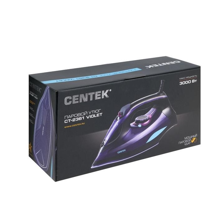 Утюг Centek CT-2361, 3000 Вт, керамическая подошва, фиолетовый/чёрный - фото 51390400