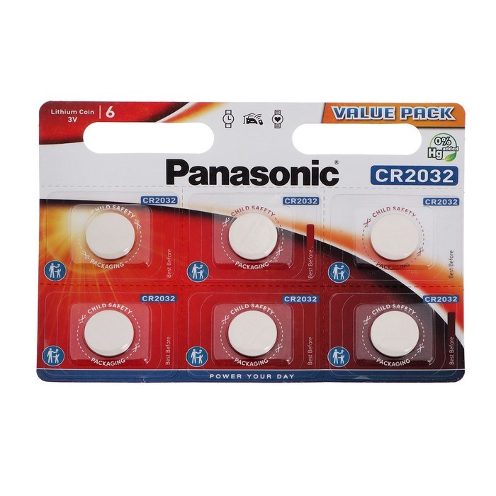 Батарейка литиевая Panasonic Lithium POWER RANGERS, CR2032-6BL, 3В, блистер, 6 шт. - фото 51390555