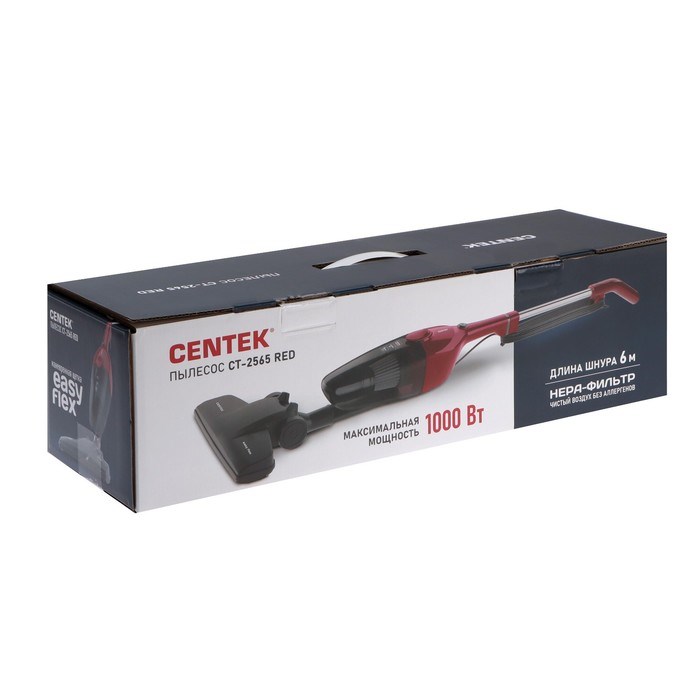 Пылесос Centek CT-2565, вертикальный, 1000/200 Вт, 1.2 л, красный - фото 51392136