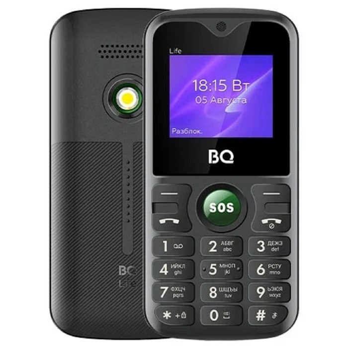 Сотовый телефон BQ M-1853 Life, 1.77", 2 sim, 32Мб, microSD, 600 мАч, фонарик, черно-зеленый - фото 51392960