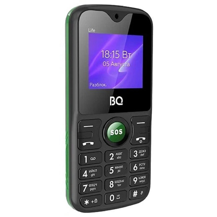 Сотовый телефон BQ M-1853 Life, 1.77", 2 sim, 32Мб, microSD, 600 мАч, фонарик, черно-зеленый - фото 51392962