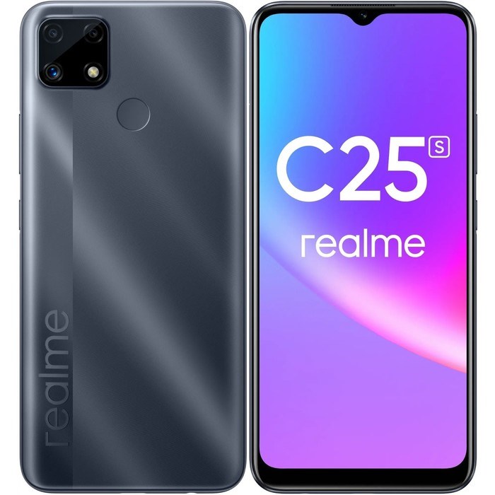 Смартфон Realme C25S, 6.5", LCD, 2 sim, 4 Гб, 64 Гб, 48 Мп, 8 Мп, 6000 мАч, NFC, серый - фото 51393336