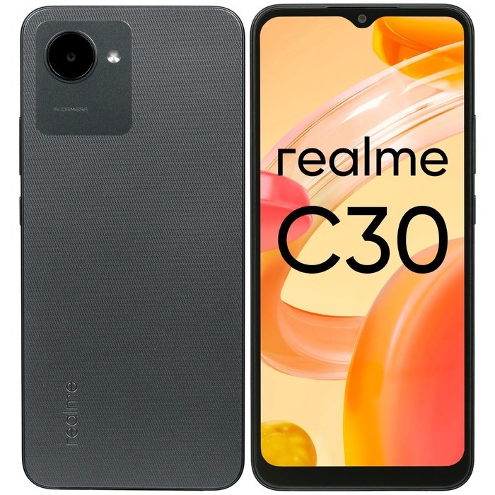 Смартфон Realme C30, 6.5", LCD, 2 sim, 4 Гб, 64 Гб, 8 Мп, 5 Мп, microSD, 5000 мАч, черный - фото 51393368