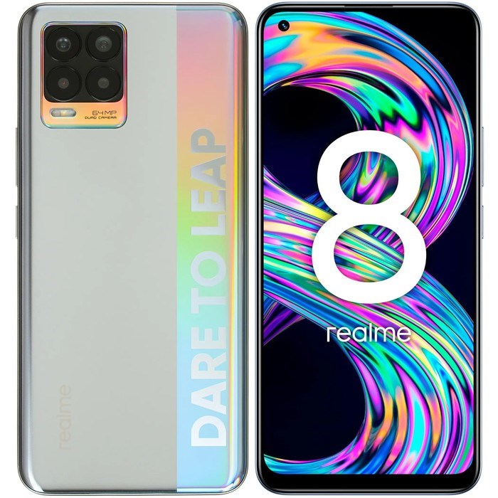 Смартфон Realme 8, 6.4", SAmoled, 2 sim, 6Гб, 128Гб, 64Мп, 16Мп, 5000 мАч, NFC, серебристый - фото 51393419