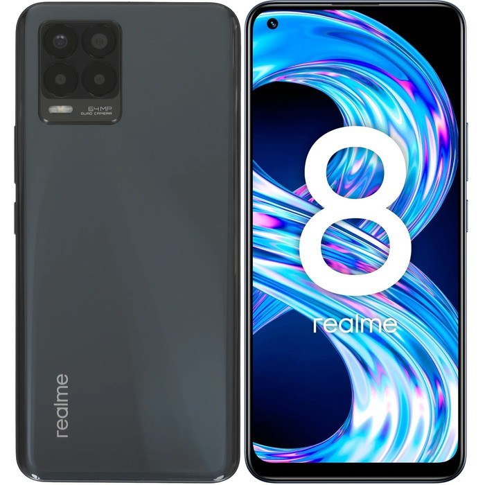 Смартфон Realme 8, 6.4", SAmoled, 2 sim, 6 Гб, 128 Гб, 64 Мп, 16 Мп, 5000 мАч, NFC, черный - фото 51393426