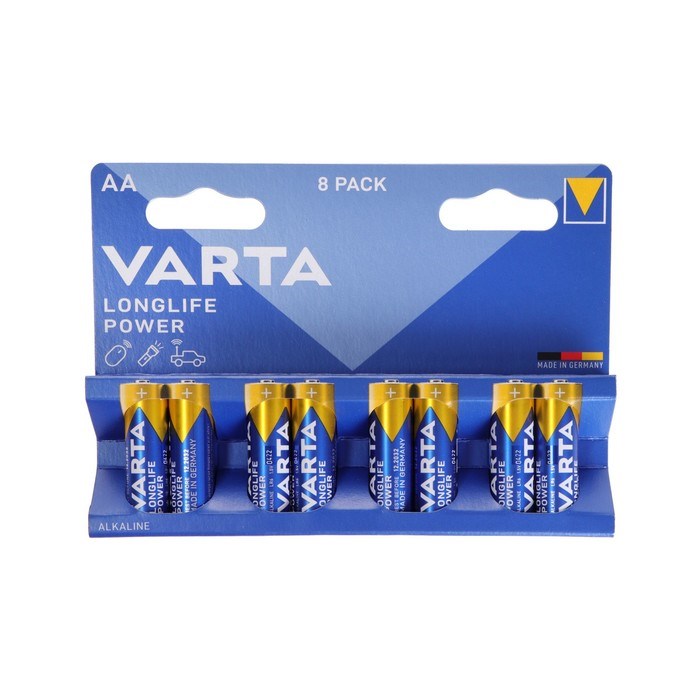 Батарейка алкалиновая Varta LongLife Power, AA, LR6-8BL, 1.5В, блистер, 8 шт. - фото 51393484