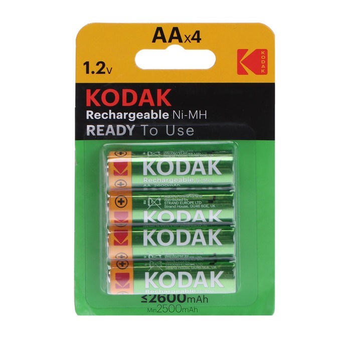 Аккумулятор Kodak, Ni-Mh, AA, HR6-4BL, 2600 мАч, блистер, 4 шт. - фото 51393698