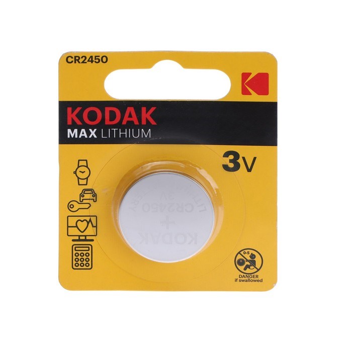 Батарейка литиевая Kodak Max, CR2450-1BL, 3В, блистер, 1 шт. - фото 51393706