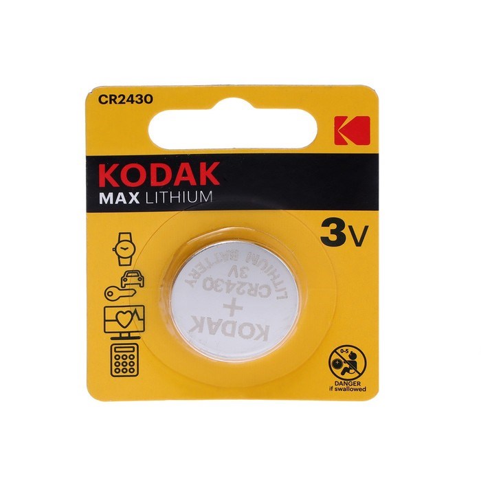 Батарейка литиевая Kodak Max, CR2430-1BL, 3В, блистер, 1 шт. - фото 51393710