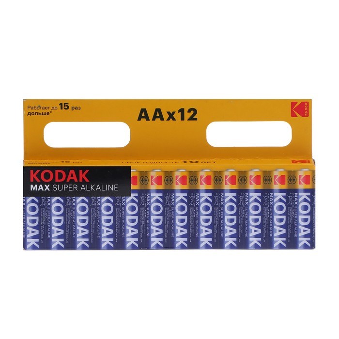 Батарейка алкалиновая Kodak Max, AA, LR6-12BL, 1.5В, блистер, 12 шт. - фото 51393712