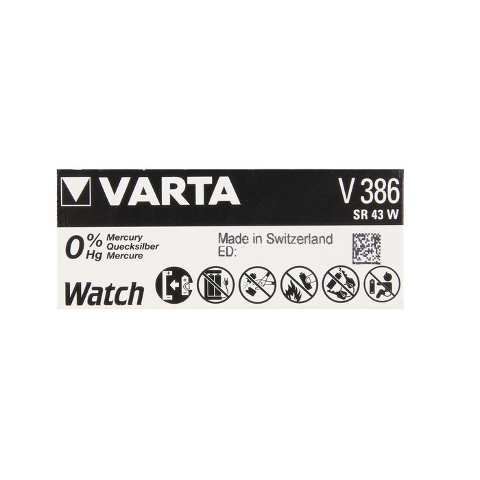 Батарейка Varta Silver Oxide, 386 (SR43W) - 1BL, 1.55 В, блистер, 1 шт. - фото 51394578