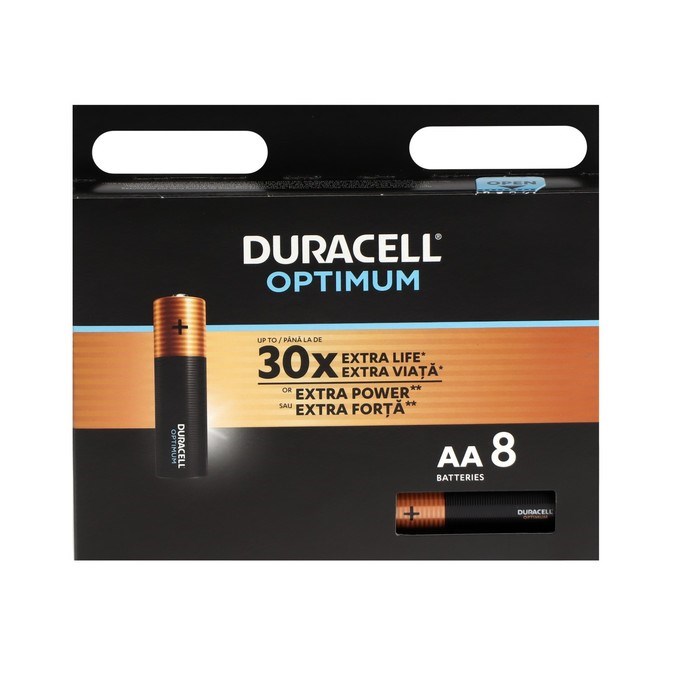 Батарейка алкалиновая Duracell OPTIMUM, AA, LR6-8BL, 1.5В, блистер, 8 шт. - фото 51394683