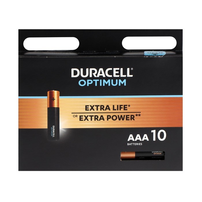 Батарейка алкалиновая Duracell OPTIMUM, AAA, LR03-10BL, 1.5В, блистер, 10 шт. - фото 51394693