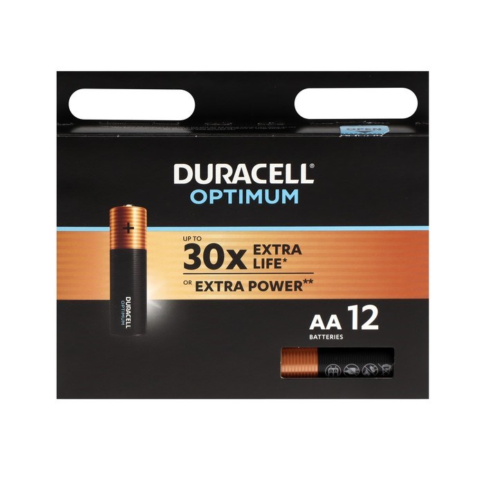 Батарейка алкалиновая Duracell OPTIMUM, AA, LR6-12BL, 1.5В, блистер, 12 шт. - фото 51394695