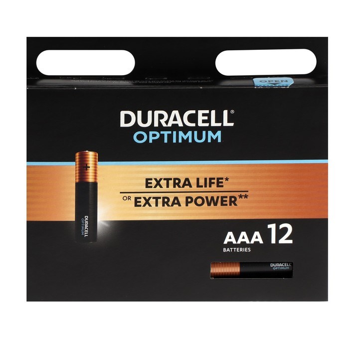 Батарейка алкалиновая Duracell OPTIMUM, AAA, LR03-12BL, 1.5В, блистер, 12 шт. - фото 51394697