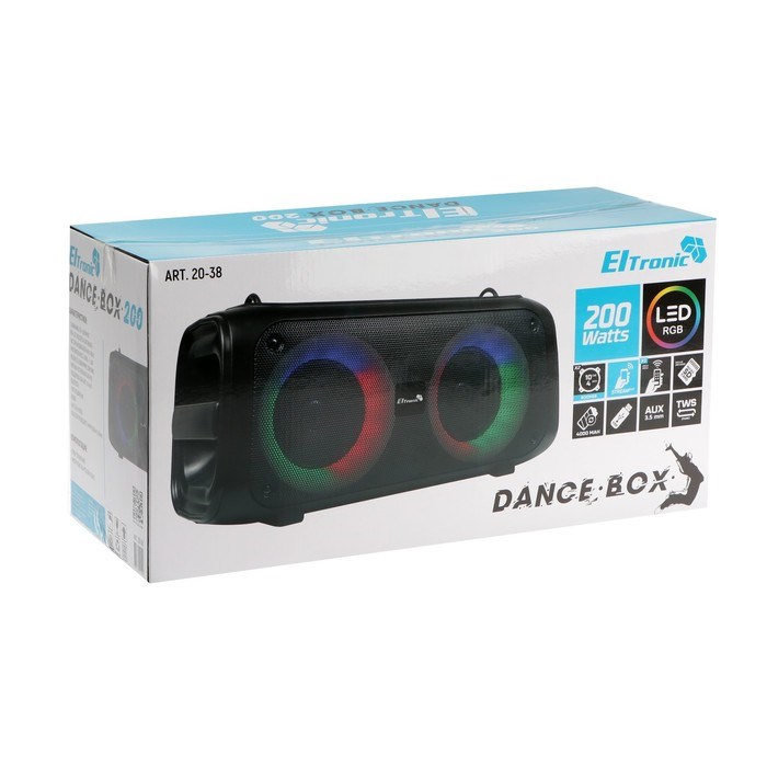 Портативная колонка Eltronic Dance Box 200 (20-38),20Вт,4000мАч,FM,BT,microSD,AUX,подсветка - фото 51394849