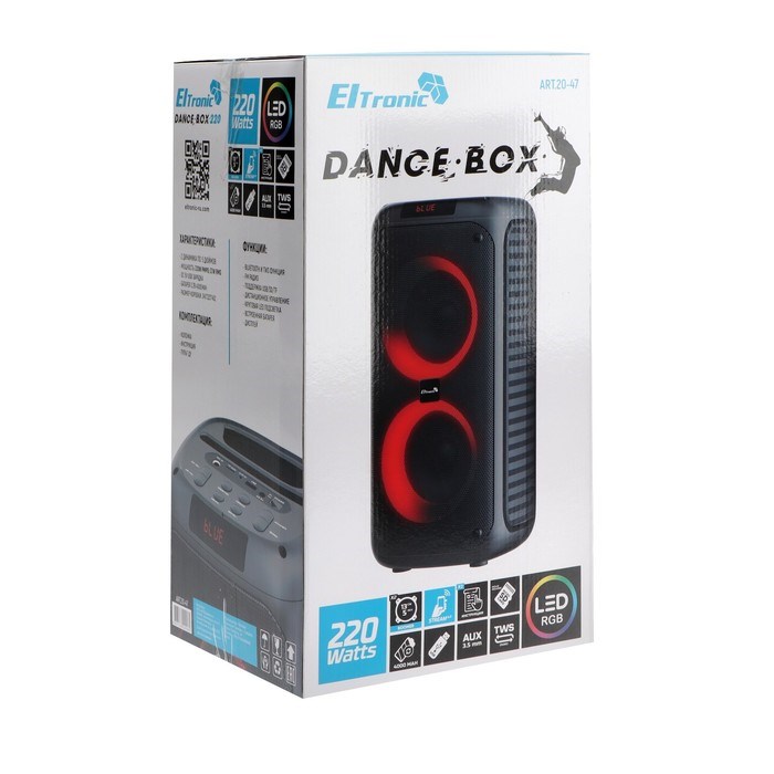 Портативная колонка Eltronic Dance Box 220, 220/22Вт, 4000 мАч, FM, BT,microSD,AUX,подсветка - фото 51394874