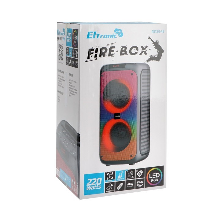 Портативная колонка Eltronic Fire Box 220, 22Вт, 4000мАч, FM, BT,microSD,AUX,TWS, подсветка - фото 51394883