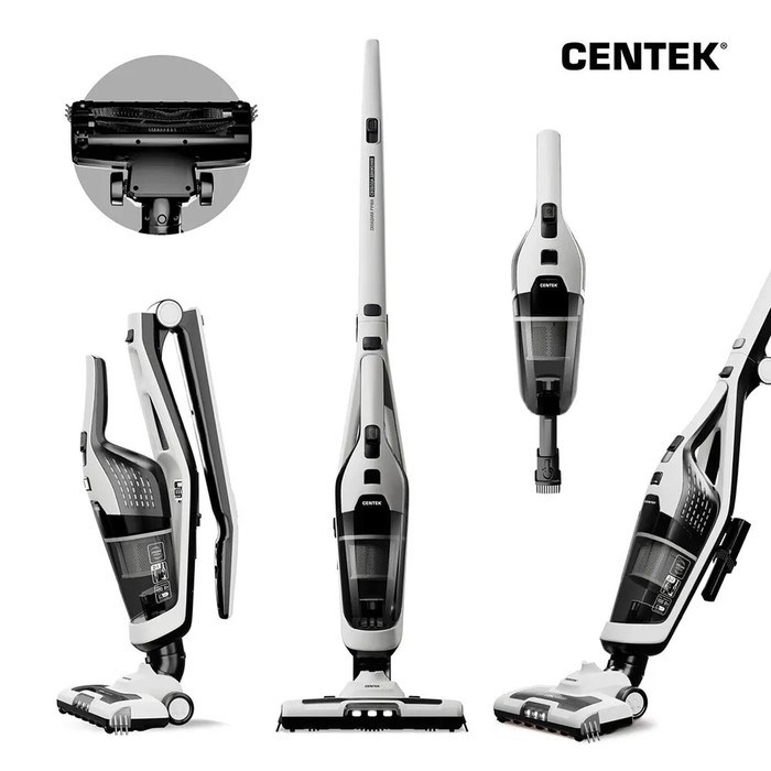 Пылесос вертикальный Centek CT-2567, беспроводной, 350/150 Вт, 0.6 л, бело-черный - фото 51395087