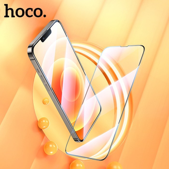 Защитное стекло Hoco для iPhone 14/13/13 Pro, с рамкой для установки, полный клей, 0.33 мм - фото 51395134