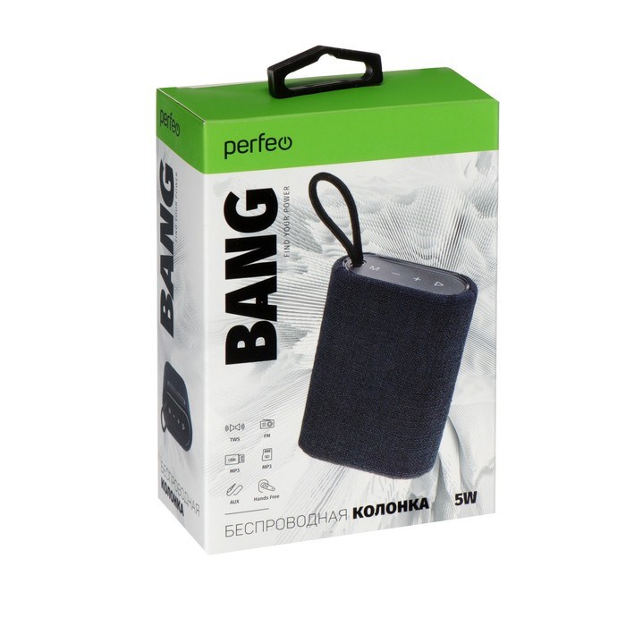 Портативная колонка Perfeo BANG PF_D0045, 5 Вт, 1200 мАч, microSD, USB, AUX, FM, черная - фото 51395244