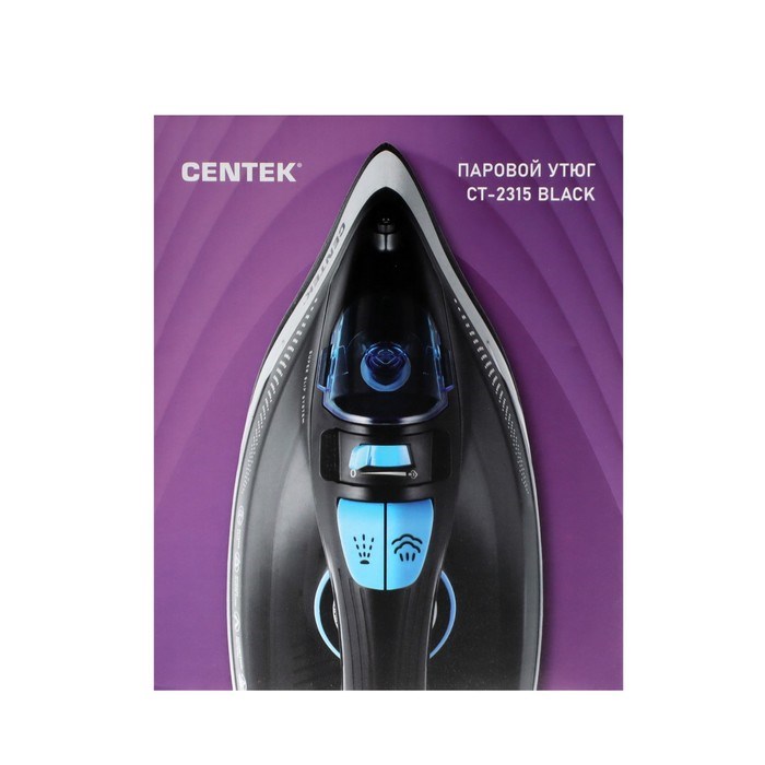 Утюг Centek CT-2315, 2600 Вт, керамическая подошва, 320 мл, чёрный - фото 51395376