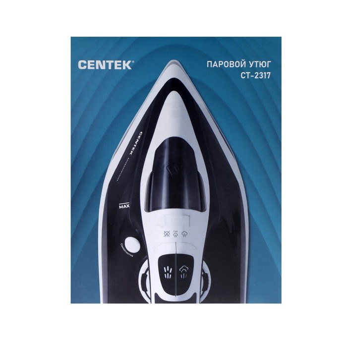 Утюг Centek CT-2317, 2800 Вт, керамическая подошва, 300 мл, бело-чёрный - фото 51395388