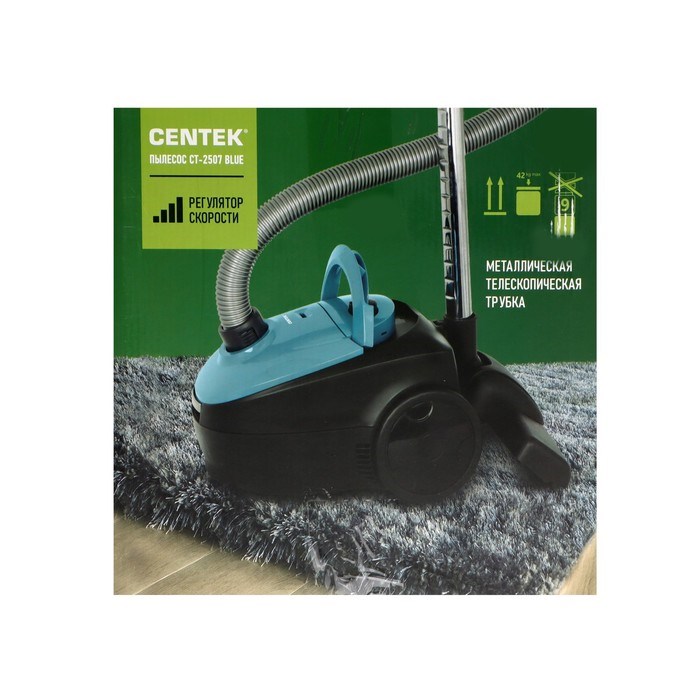 Пылесос Centek CT-2507, 1800/350 Вт, сухая уборка, 1.5 л, сине-чёрный - фото 51395425