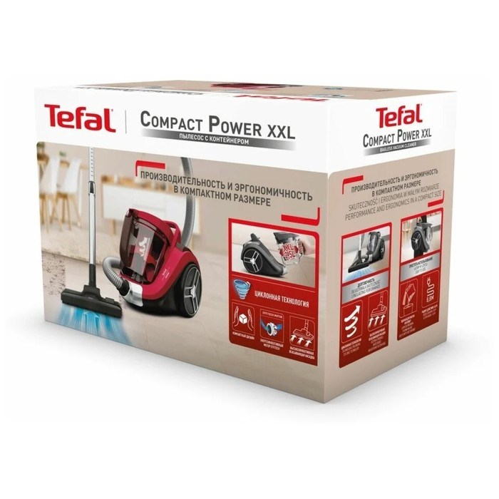 Пылесос Tefal TW4853EA, 550 Вт, 2.5 л, чёрный/красный - фото 51396011