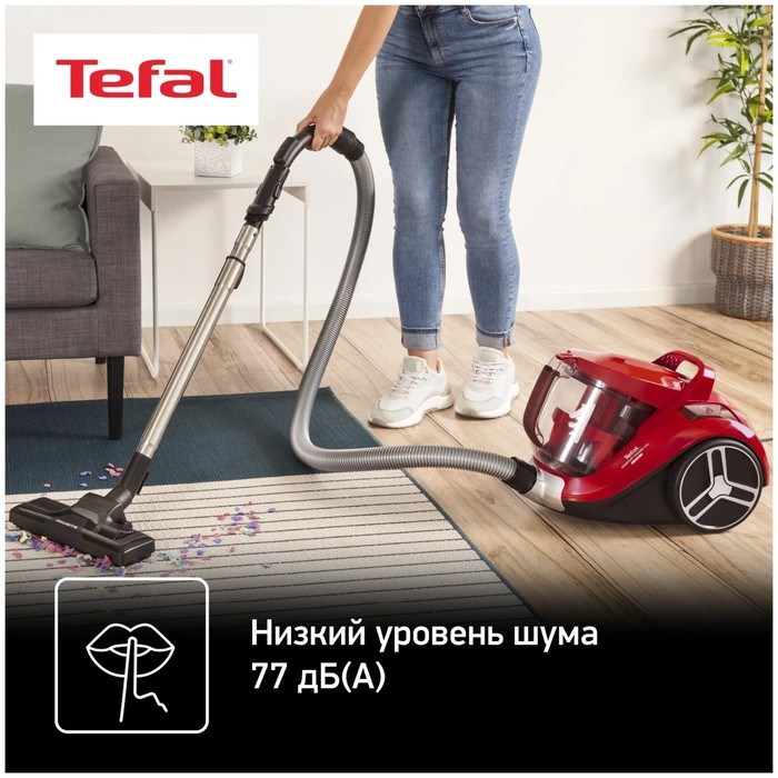 Пылесос Tefal TW4853EA, 550 Вт, 2.5 л, чёрный/красный - фото 51396014