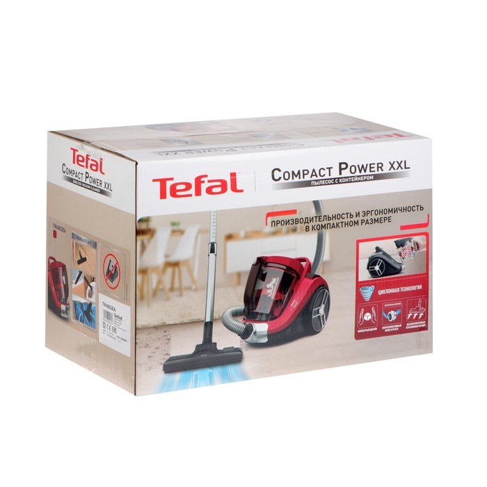 Пылесос Tefal TW4853EA, 550 Вт, 2.5 л, чёрный/красный - фото 51396019