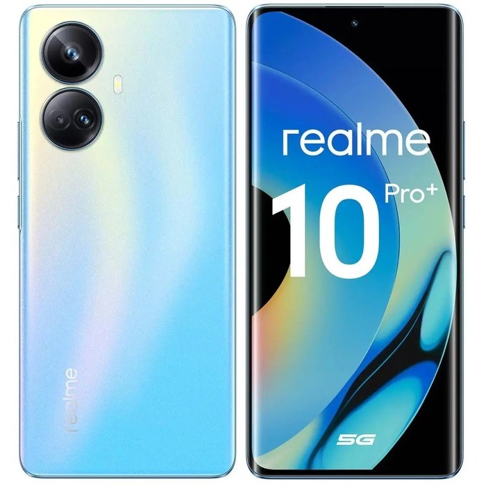 Смартфон Realme 10 Pro+ 5G, 6.7", 8Гб, 128Гб, 108Мп, 16Мп, 2sim, 5000мАч, голубой - фото 51396082