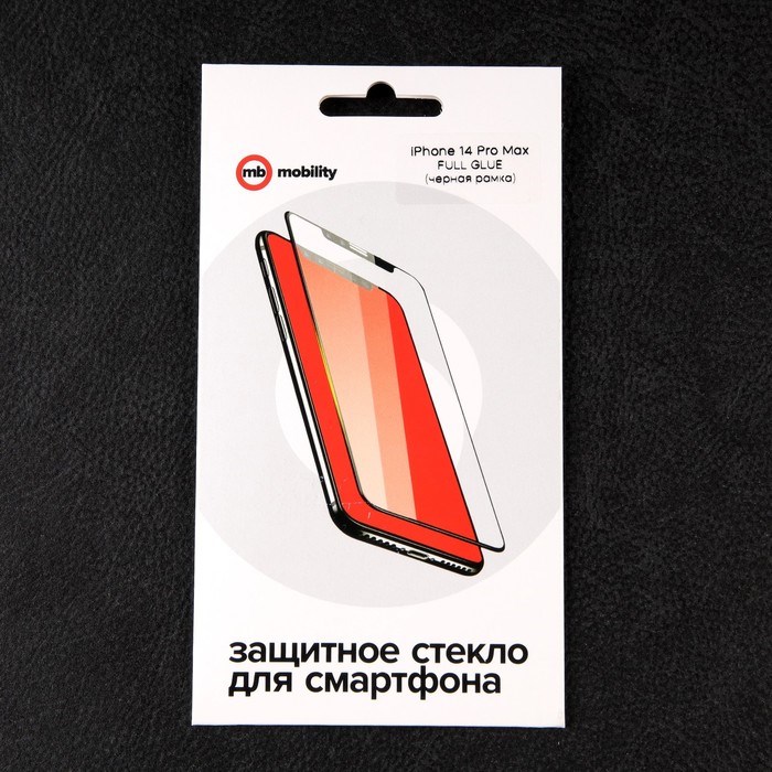 Защитное стекло mObility, для iPhone 14 Pro Max, полный клей, черное - фото 51396177