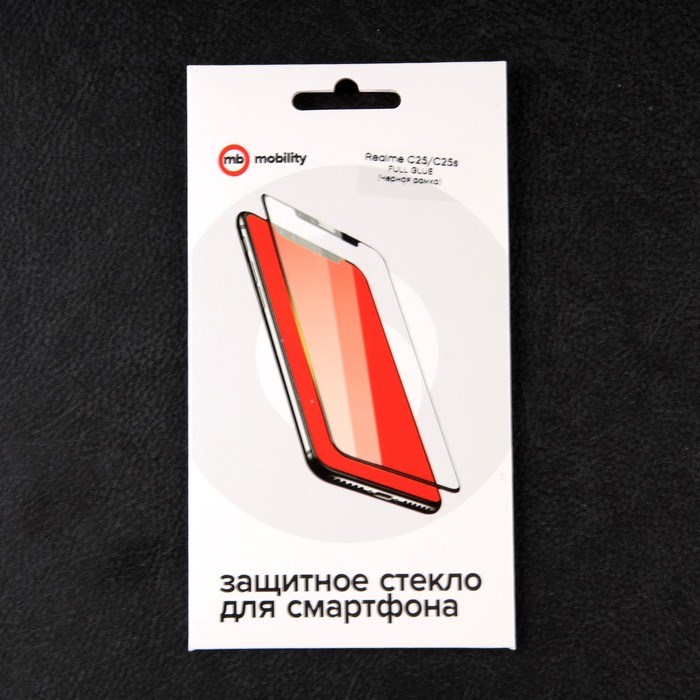 Защитное стекло mObility, для Realme C25/C25s, полный клей, черное - фото 51396366