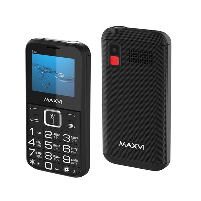 Сотовый телефон Maxvi B200, 2", 0.3 Мп, 2 sim, microSD, FM, фонарик, 1400 мАч, черный - фото 51396774